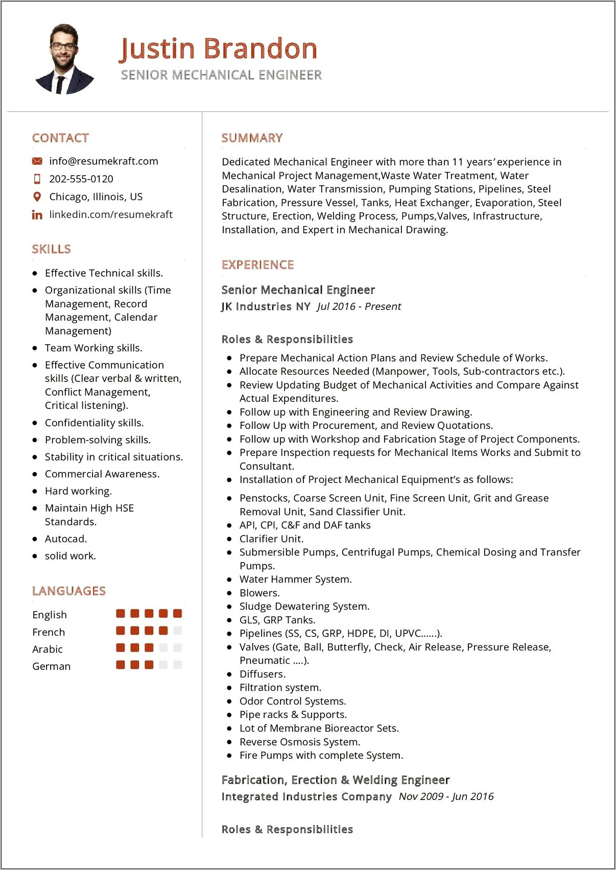 Sample Resume For Experienced Mechanical Project Engineer