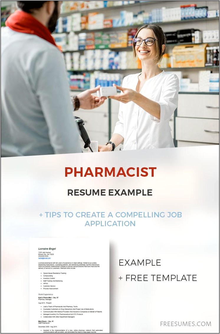 Sample Resume For Fresh Graduate Pharmacist