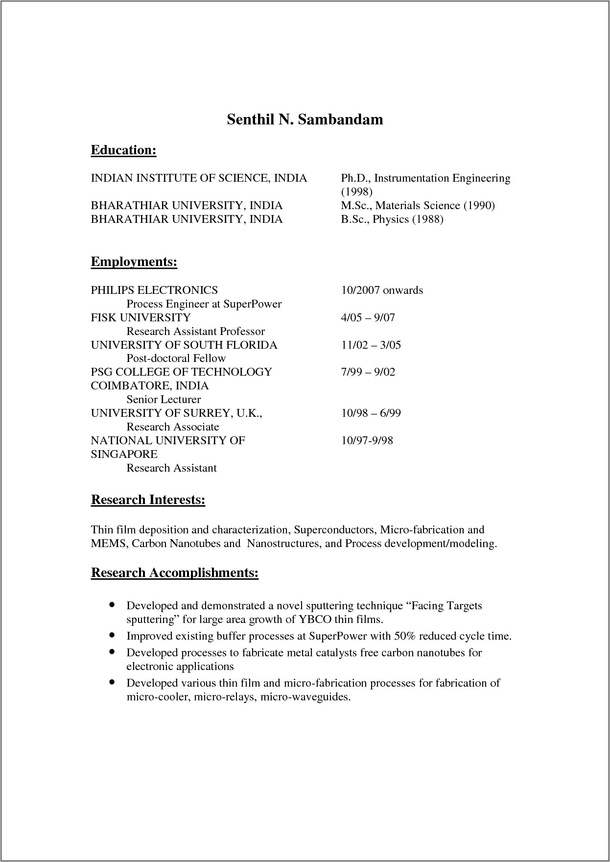 Sample Resume For Fresher Lecturer In Engineering College
