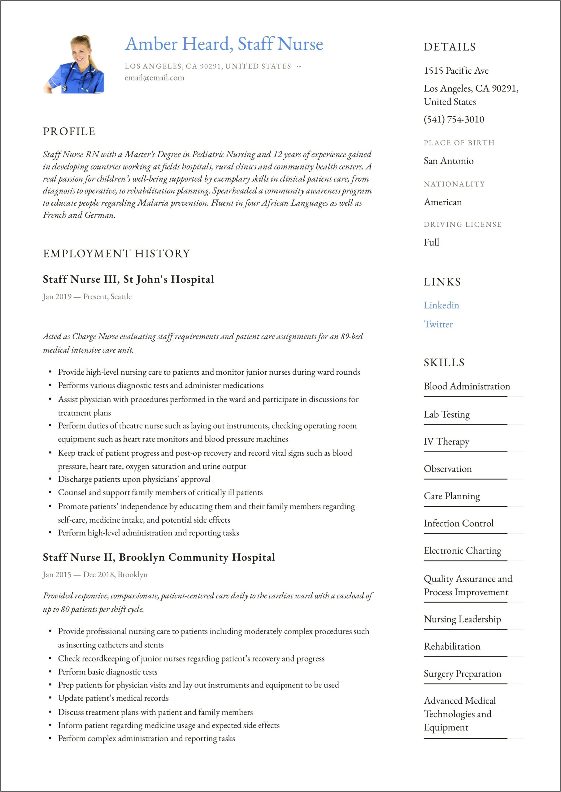 Sample Resume For Health Facility Driver
