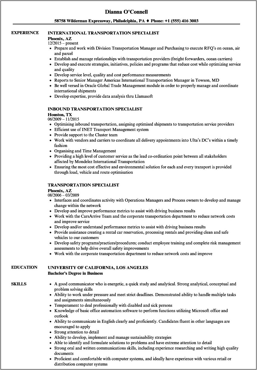Sample Resume For Independent Contractor For Amazon Delivery