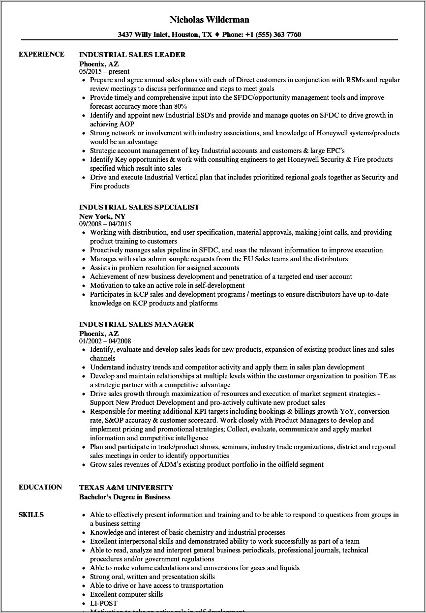 Sample Resume For Industrial Training In Electronics Industry