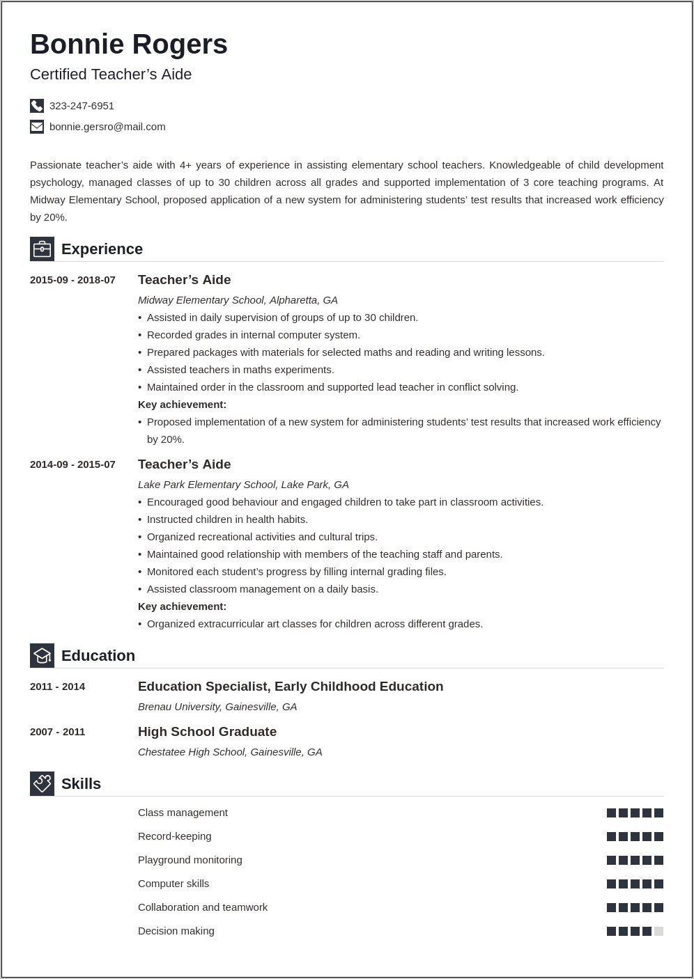 Sample Resume For Instructional Systems Specialist