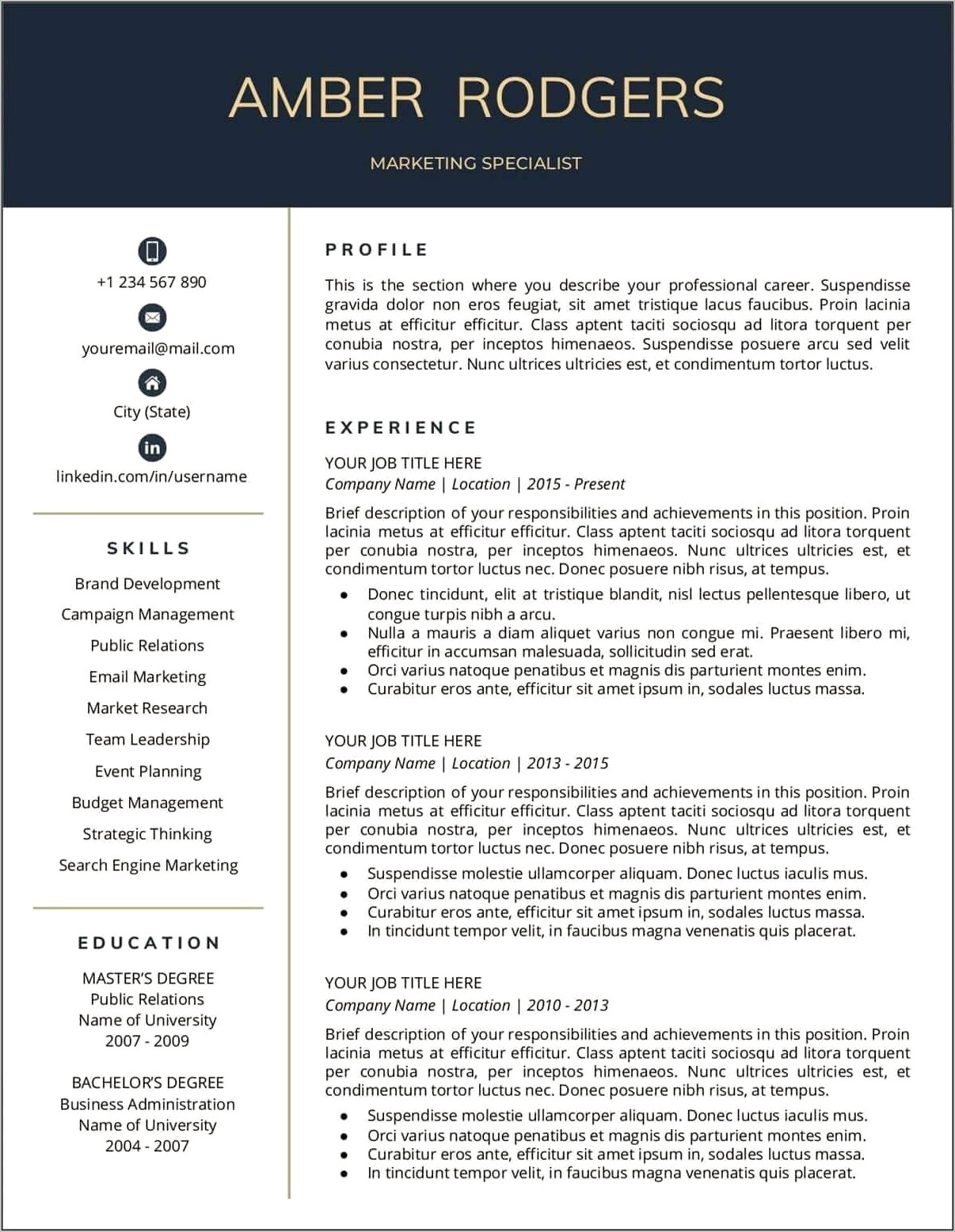 Sample Resume For Job Application Doc