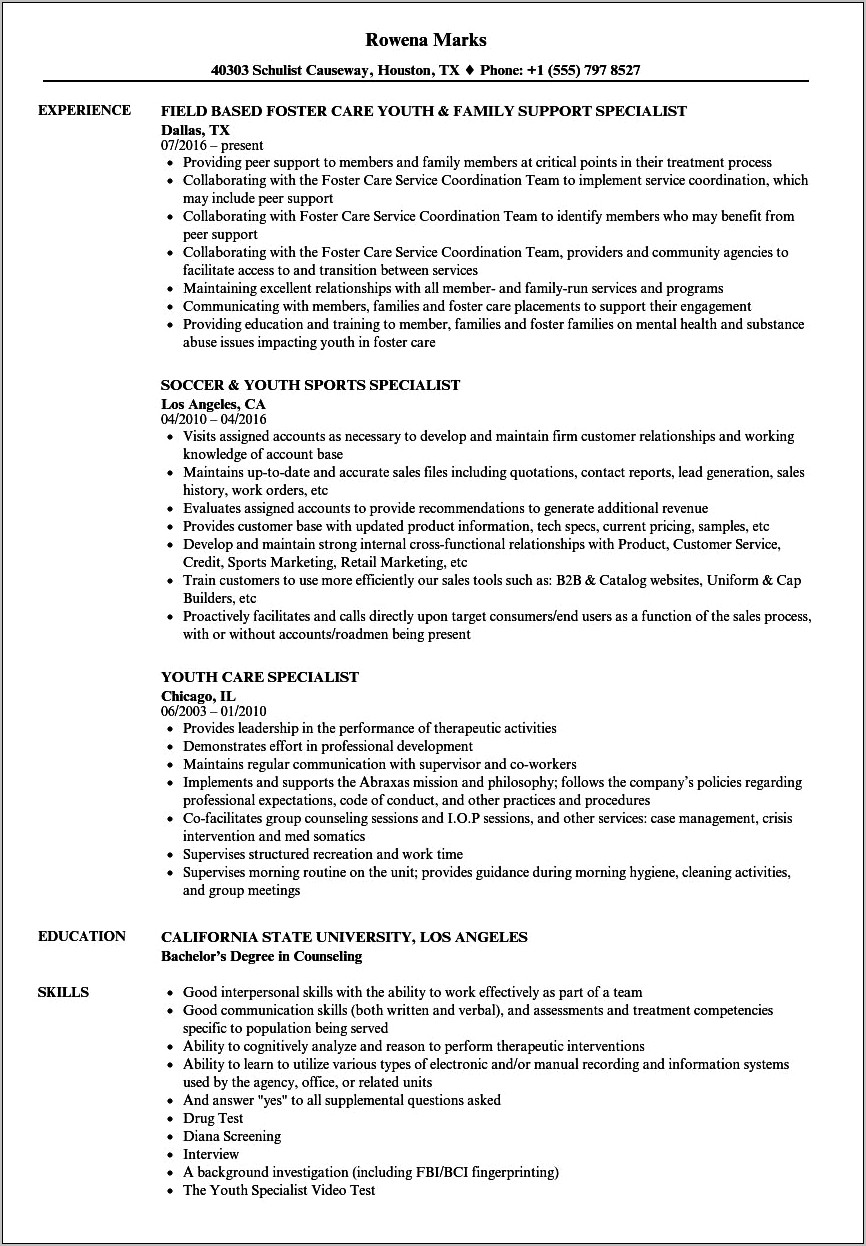 Sample Resume For Juvenile Detention Officer