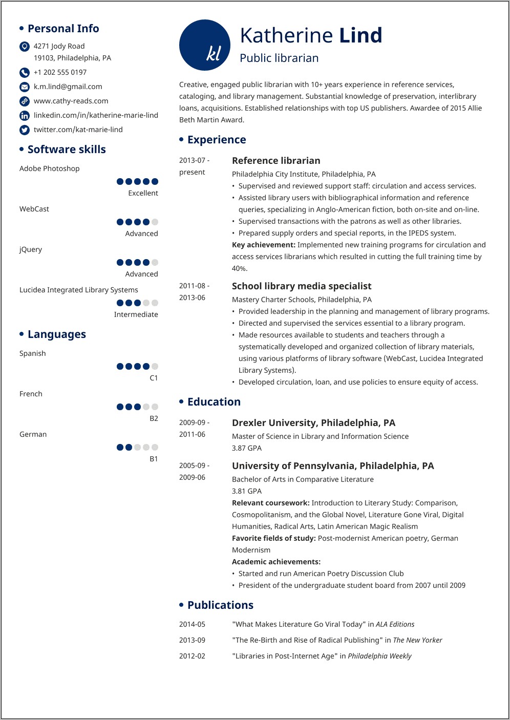 Sample Resume For Library Circulation Manager