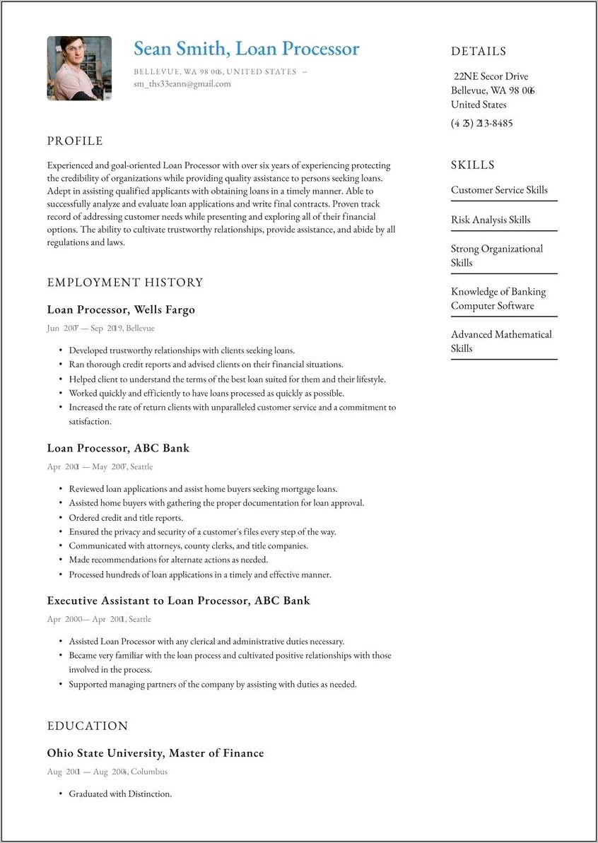 Sample Resume For Loan Document Specialist