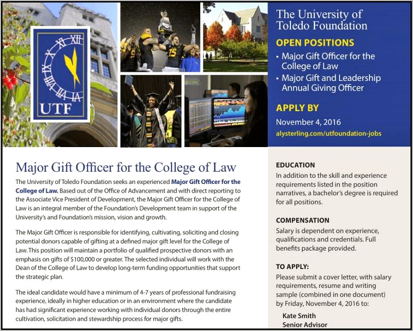 Sample Resume For Major Gifts Officer