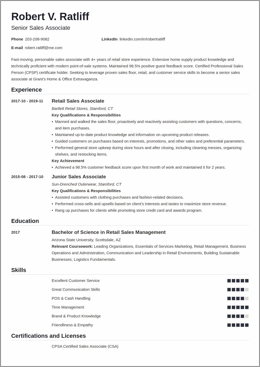 Sample Resume For Management Position Walmart Produce