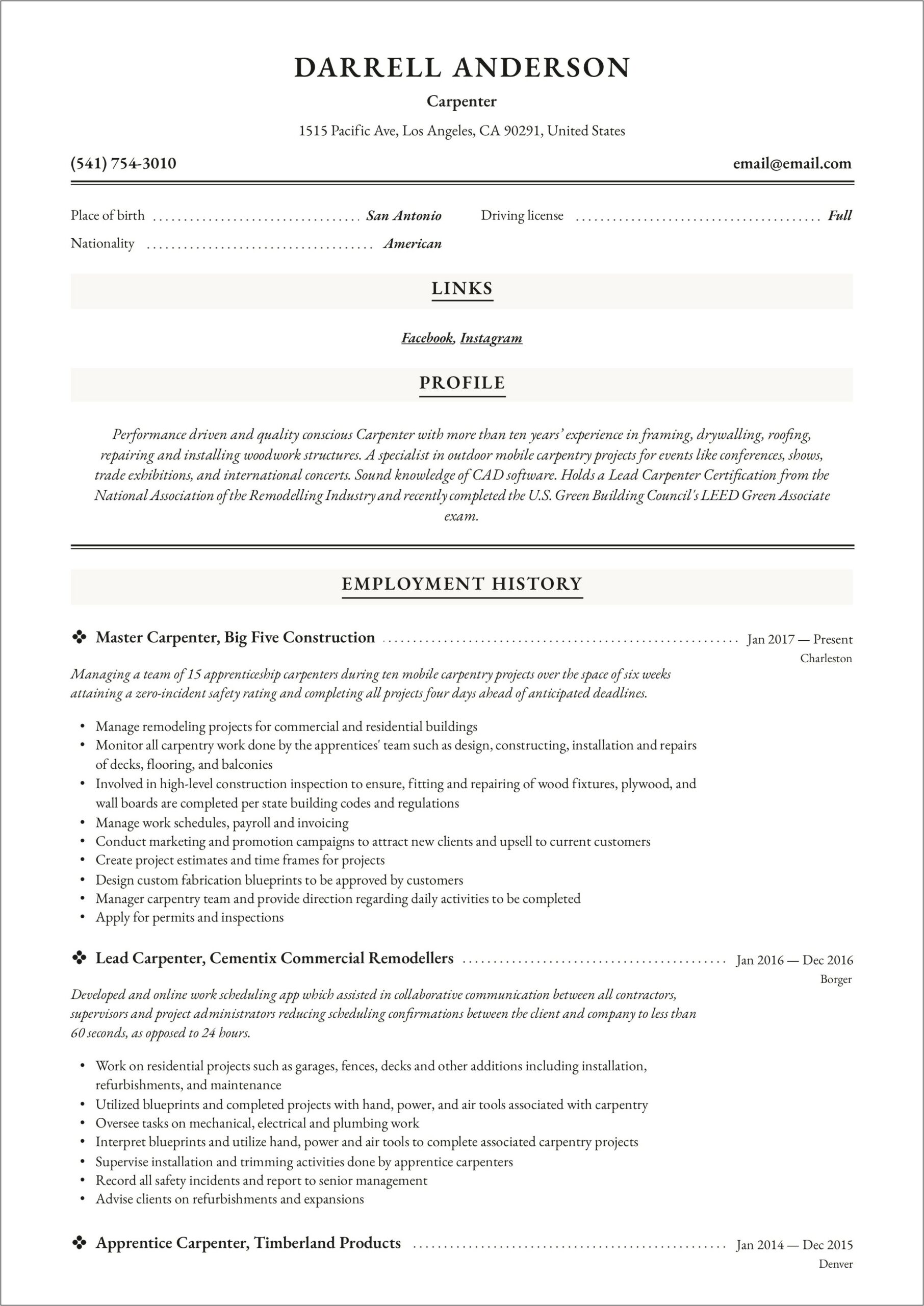 Sample Resume For Marine Engineering Apprenticeship