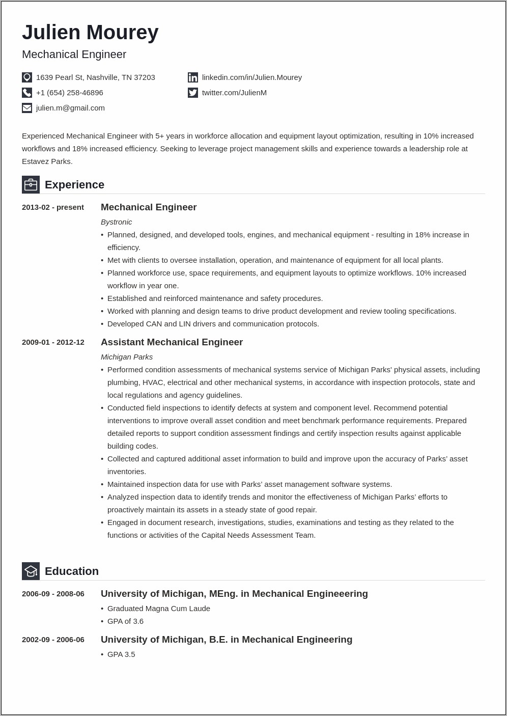 Sample Resume For Mechanical Design Engineer With Experience