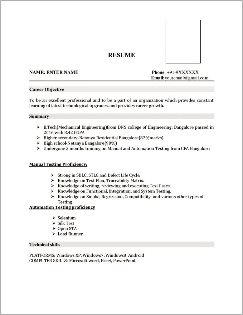 Sample Resume For Mechanical Engineer Fresh Graduate Download