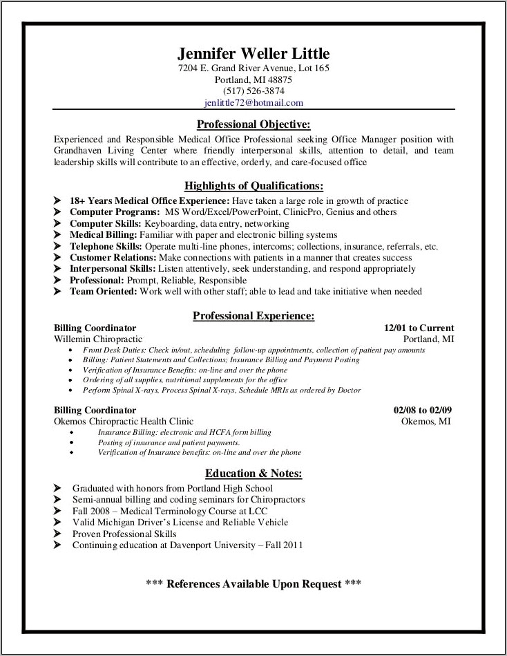 Sample Resume For Medical Billing Analyst