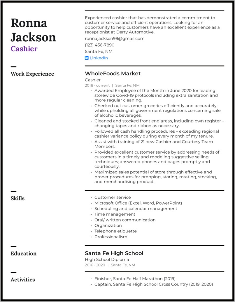 Sample Resume For Medical Receptionist With Experience