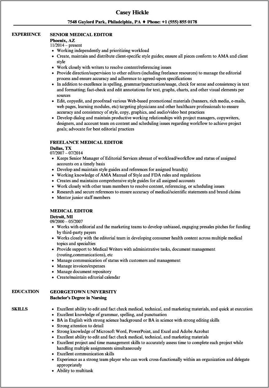 Sample Resume For Medical Transcriptionist With Experience