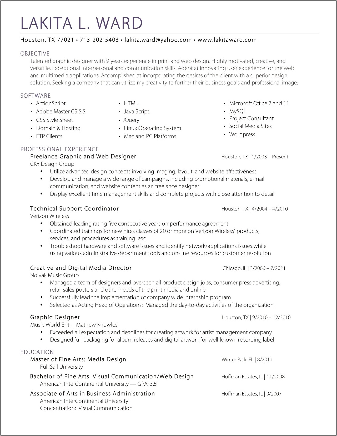 Sample Resume For Multimedia Design Students