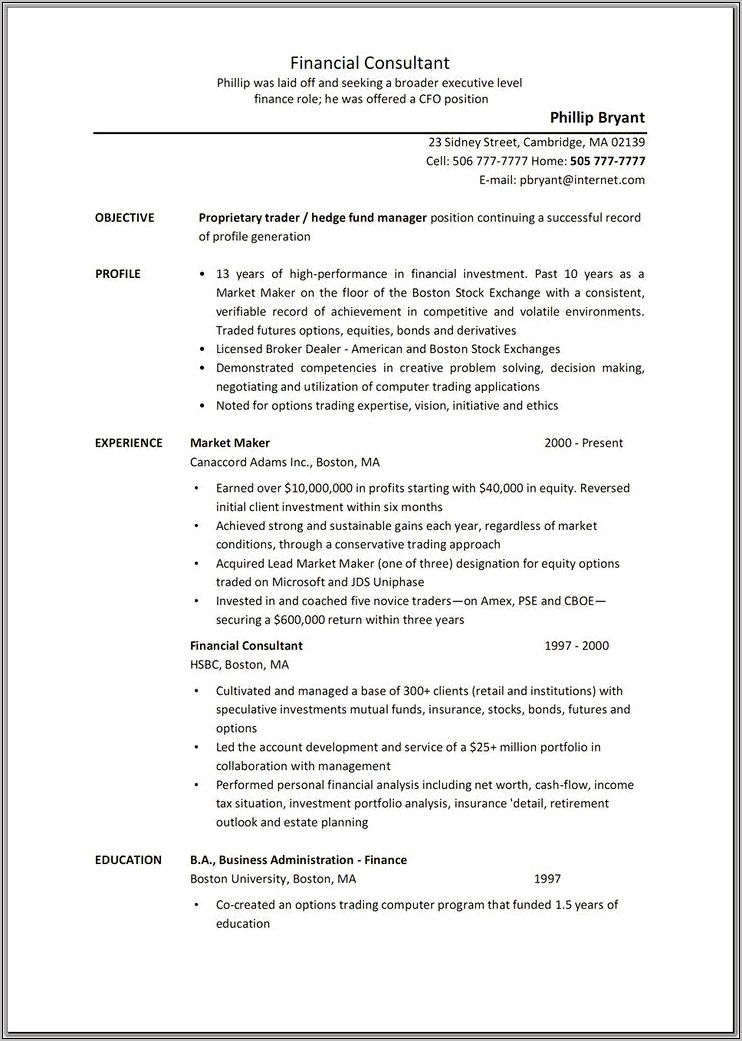 Sample Resume For Mutual Fund Operations