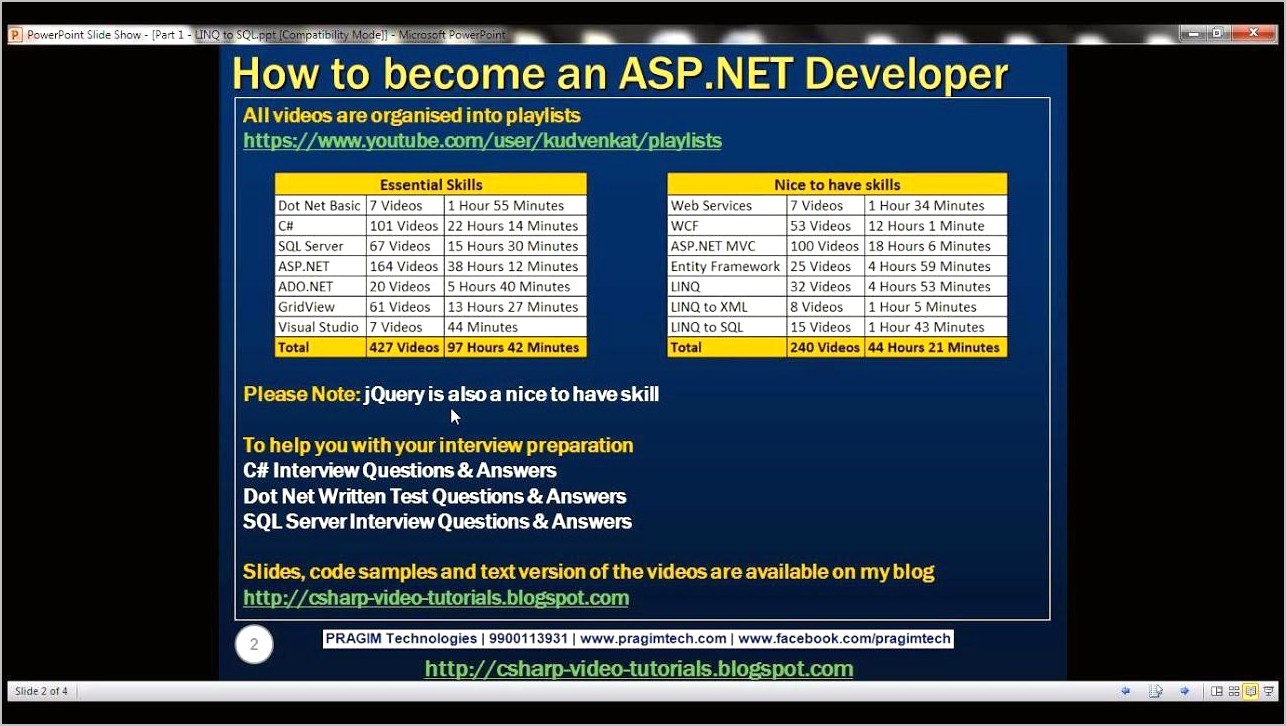 Sample Resume For Net Developer Using Entity Framework