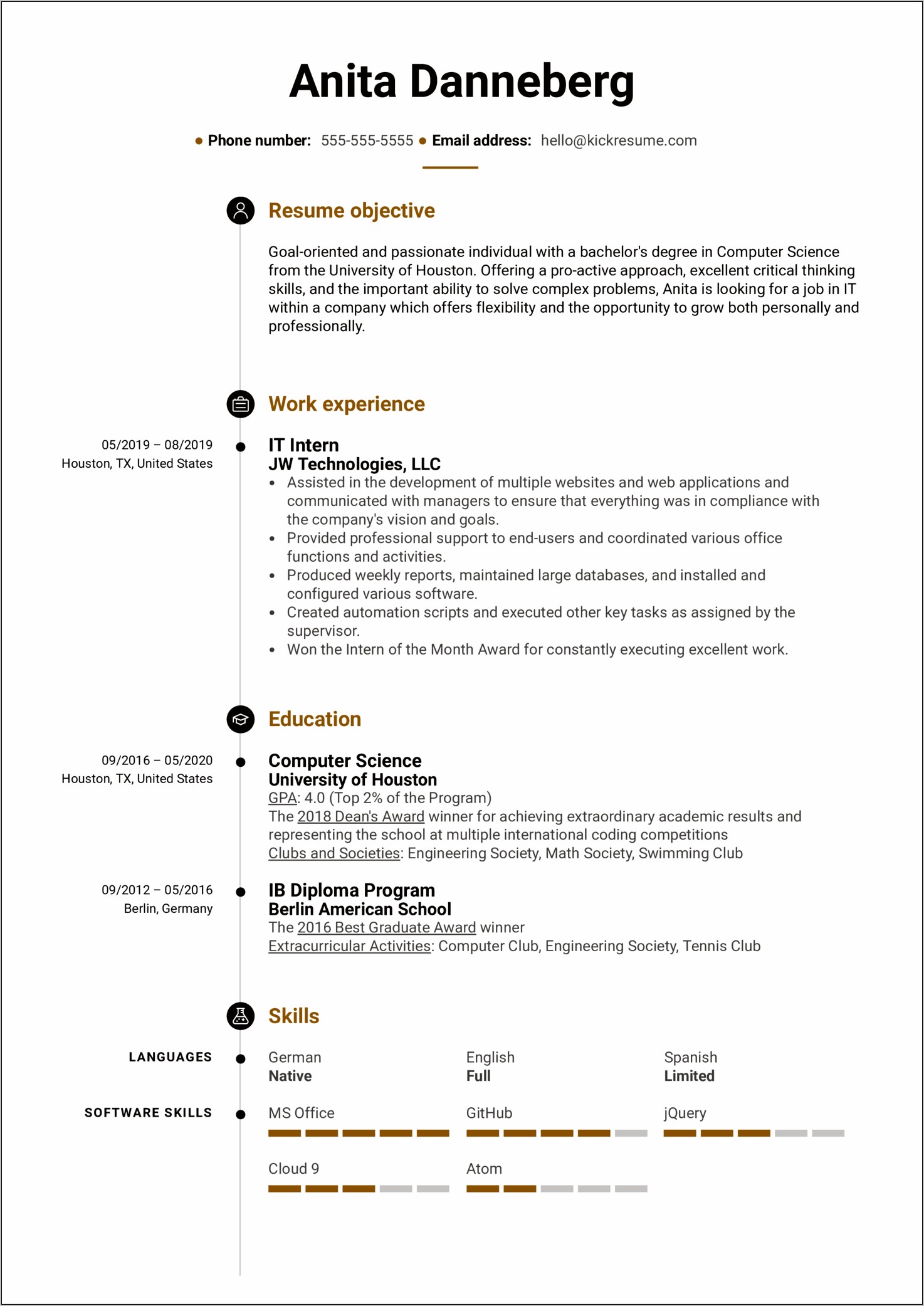 Sample Resume For New Grad In Computer Science