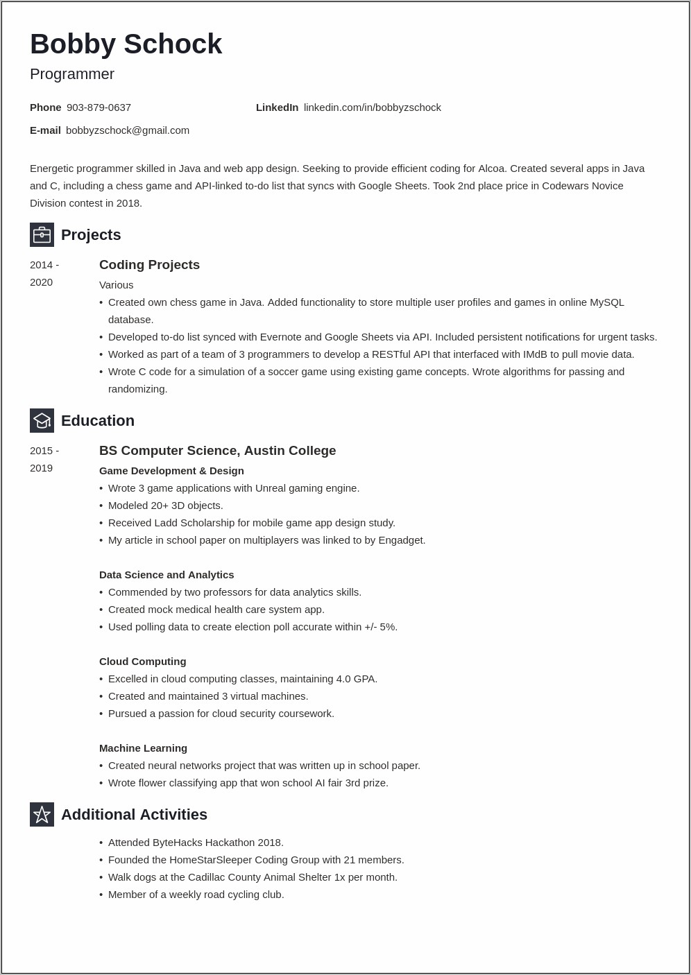 Sample Resume For No Working Experience