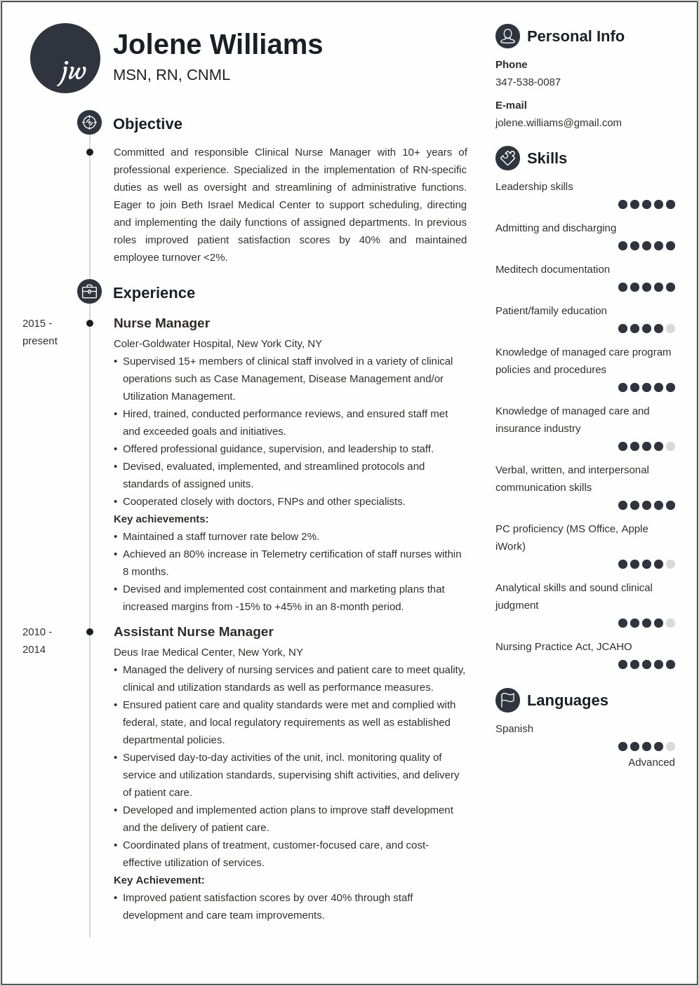 Sample Resume For Nurse Manager Position