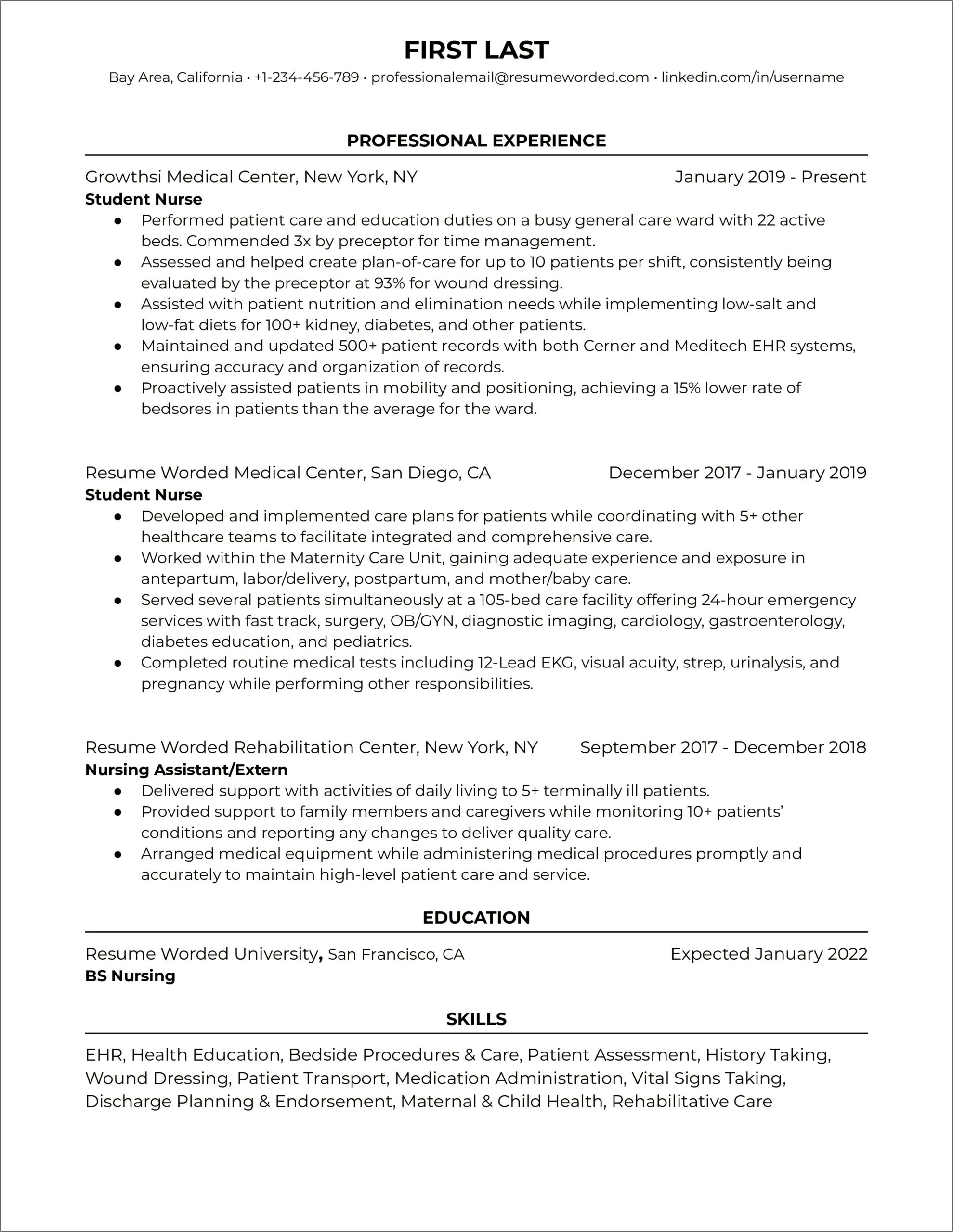 Sample Resume For Nurse Practitioner Student