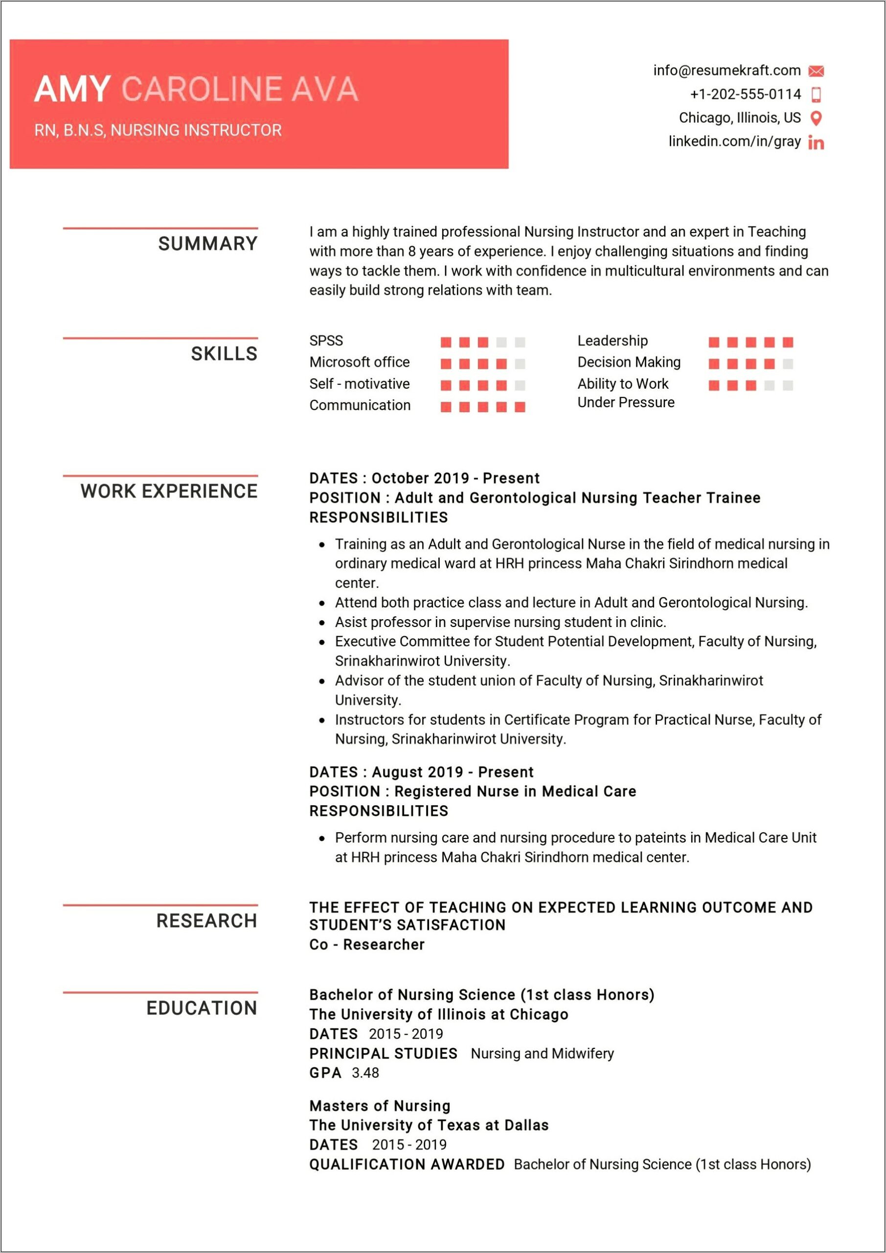 Sample Resume For Nursing Educator Position