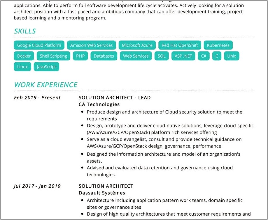 Sample Resume For Oracle Cloud Paas Technical Consultant