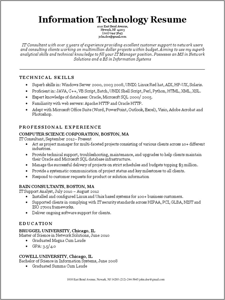 Sample Resume For Oracle Dba 5 Years Experience
