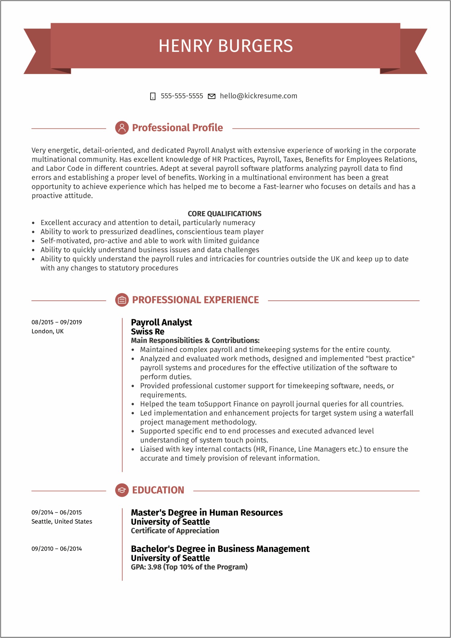 Sample Resume For Payroll Team Leader