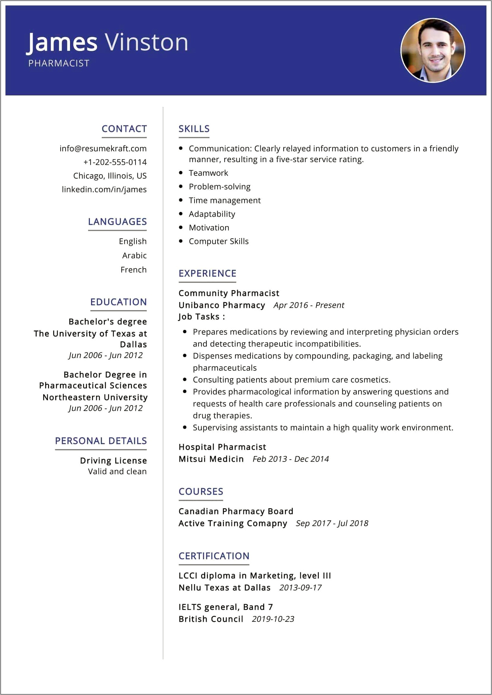 Sample Resume For Pharmacy Operations Manager