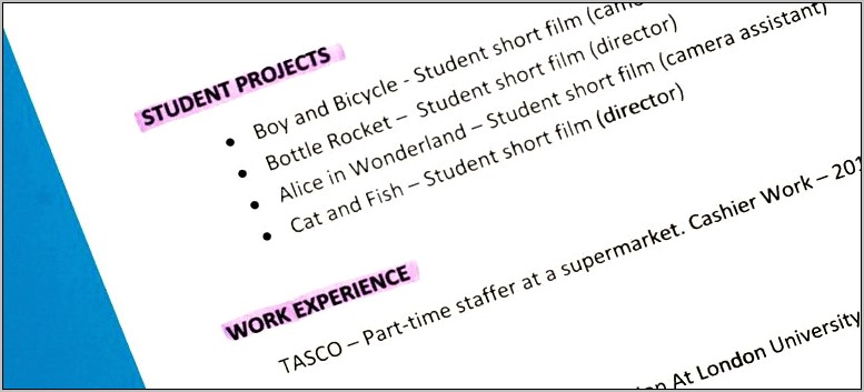 Sample Resume For Production Assistant In Film
