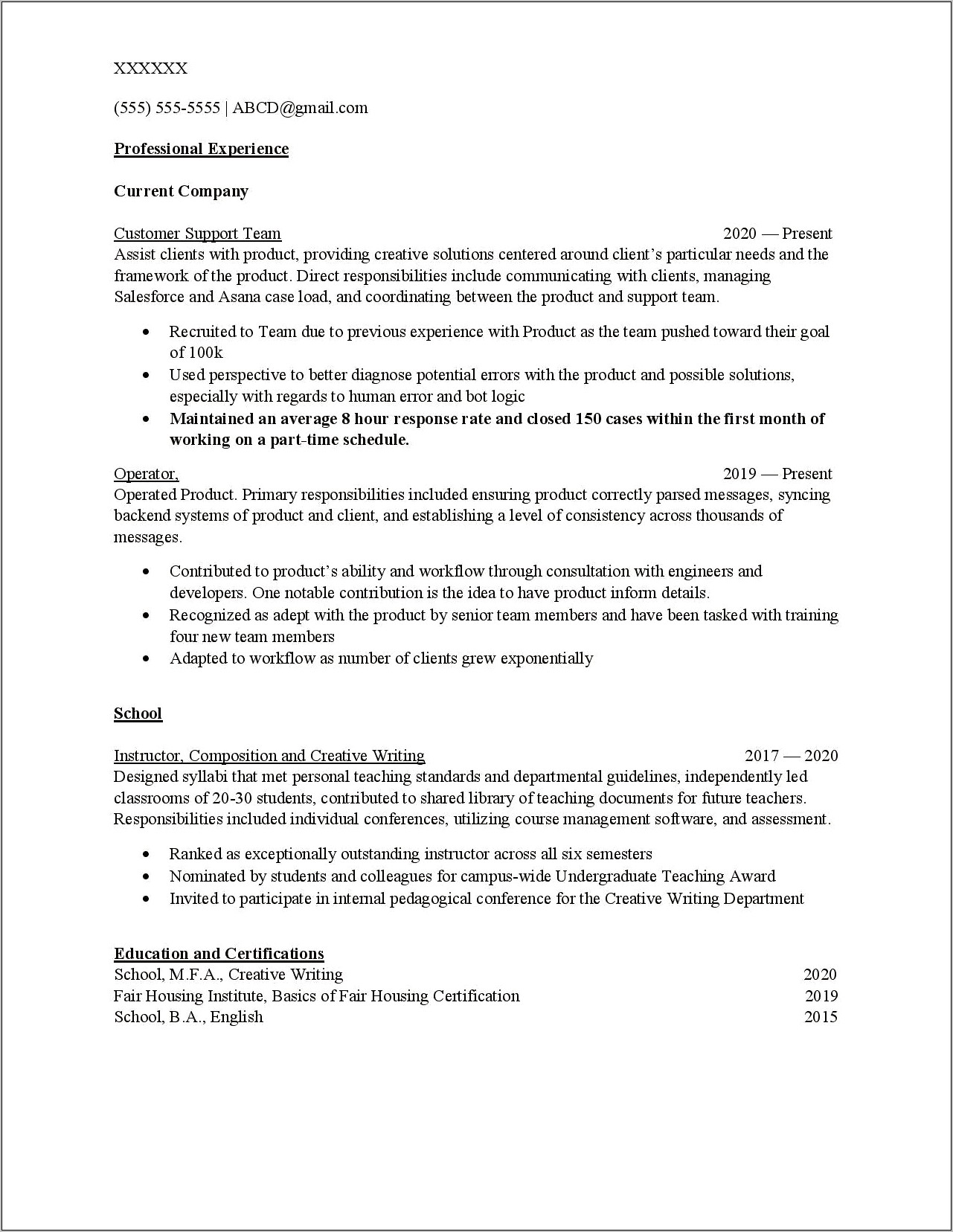 Sample Resume For Promotion Within Same Company Examples
