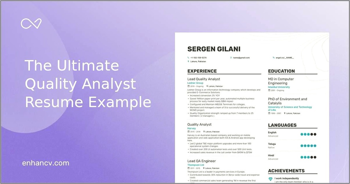 Sample Resume For Qa Analyst With Mulesoft Experience