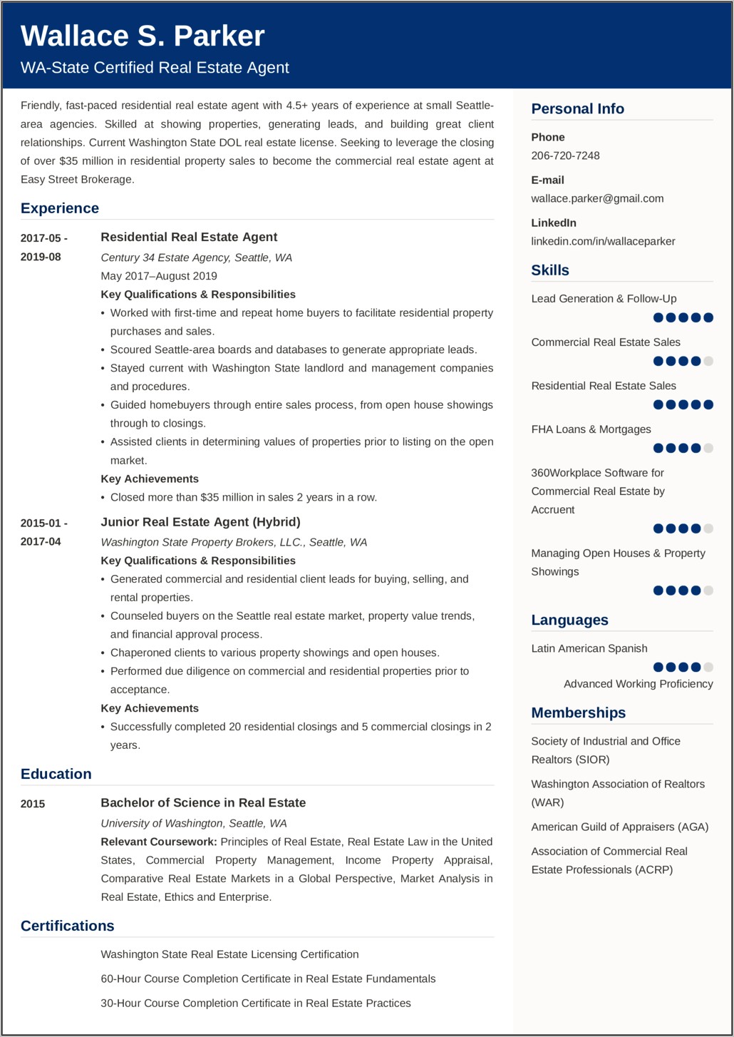 Sample Resume For Real Estate Marketing Executive