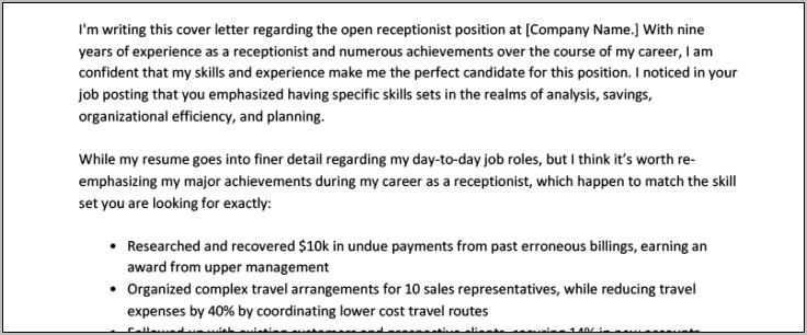 Sample Resume For Receptionist Jobs With No Experience