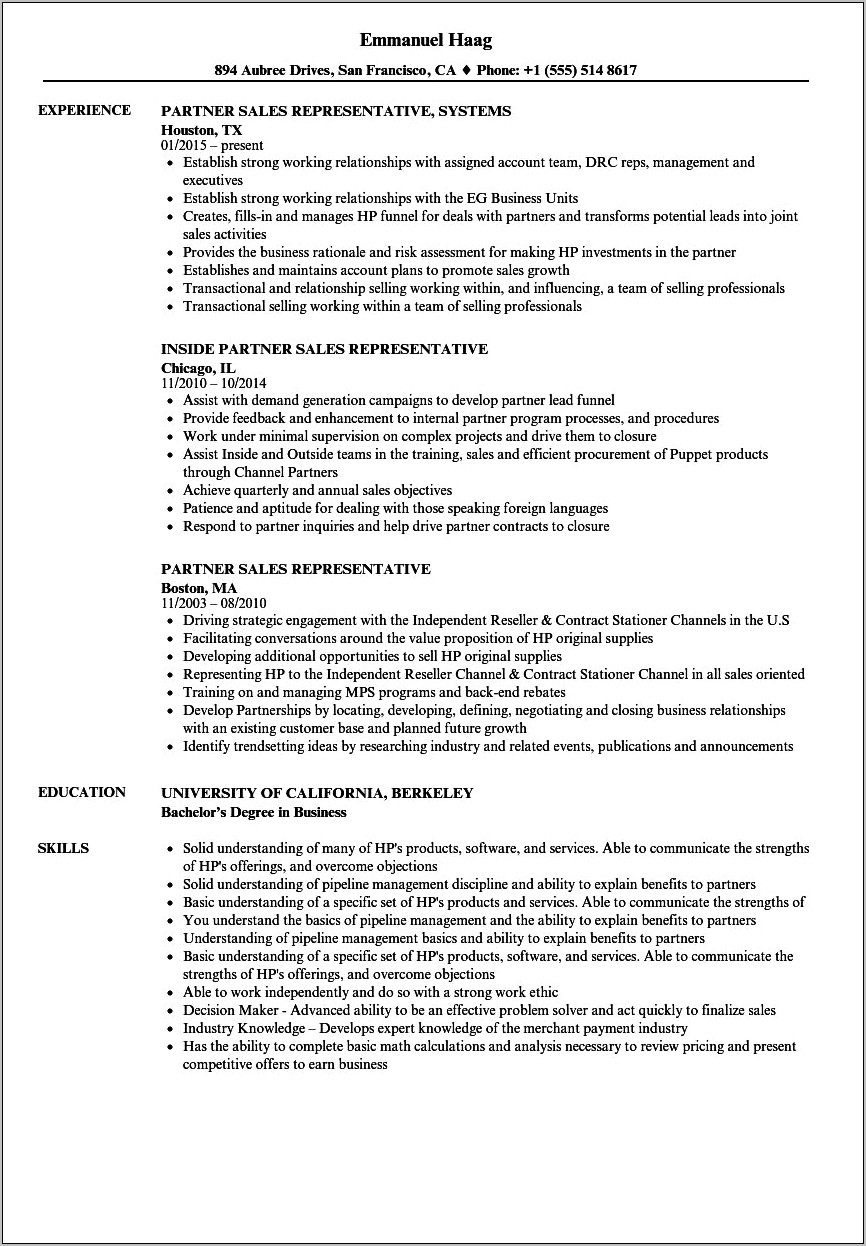 Sample Resume For Sales Lady Position