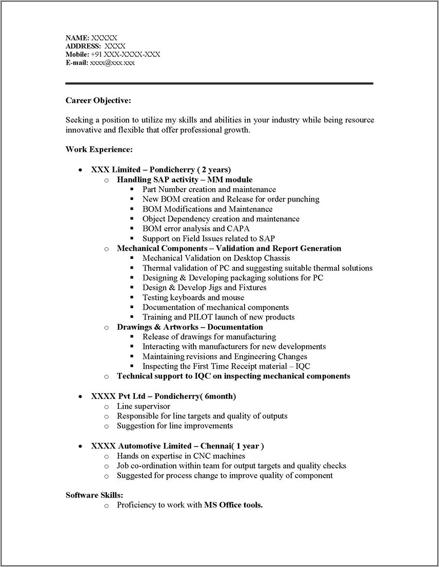Sample Resume For Sap Mm Consultant