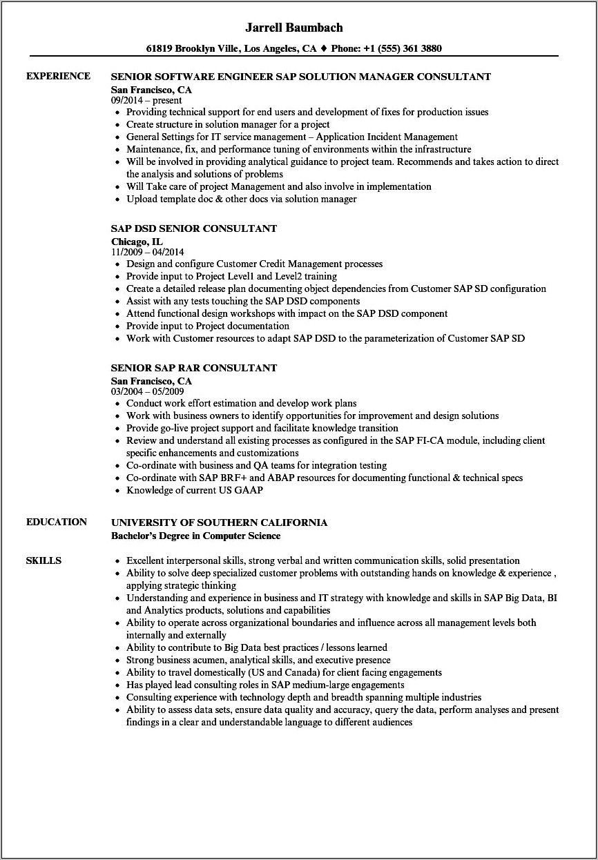 Sample Resume For Sap Pi Consultant