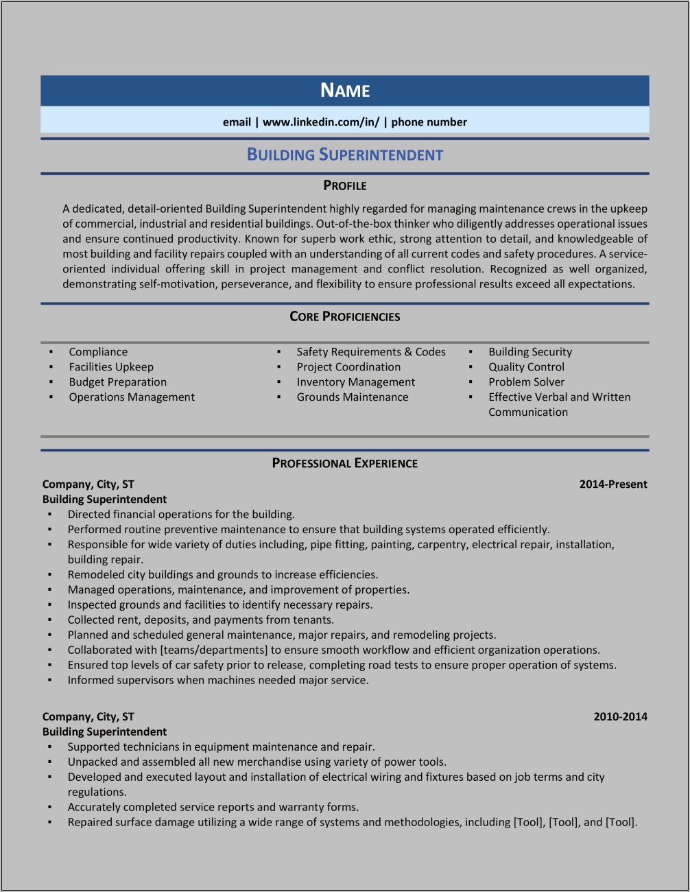 Sample Resume For School Superintendent Position