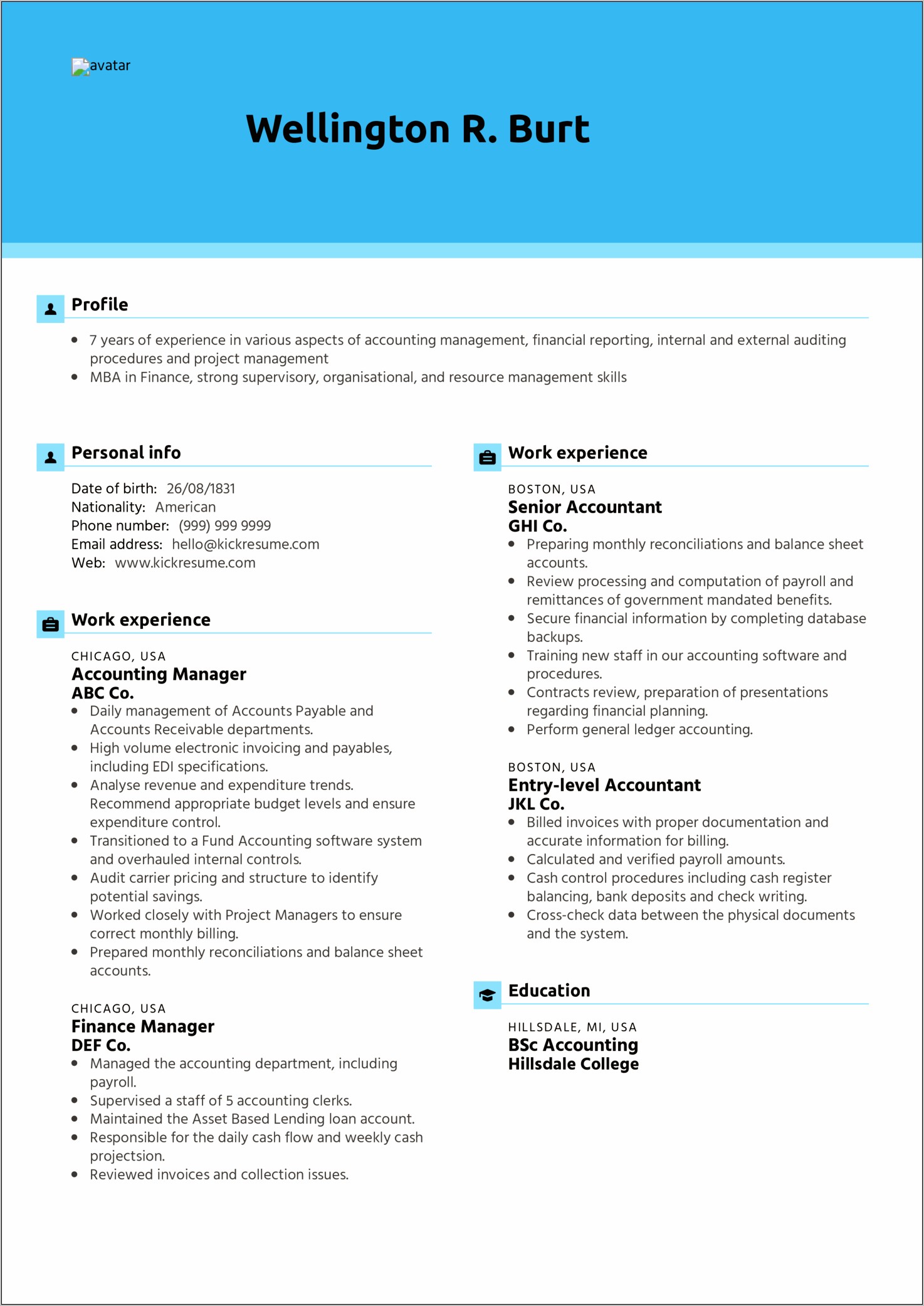 Sample Resume For Senior Accounting Manager