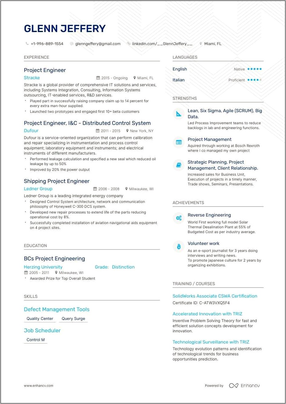 Sample Resume For Solar Engineer Pdf