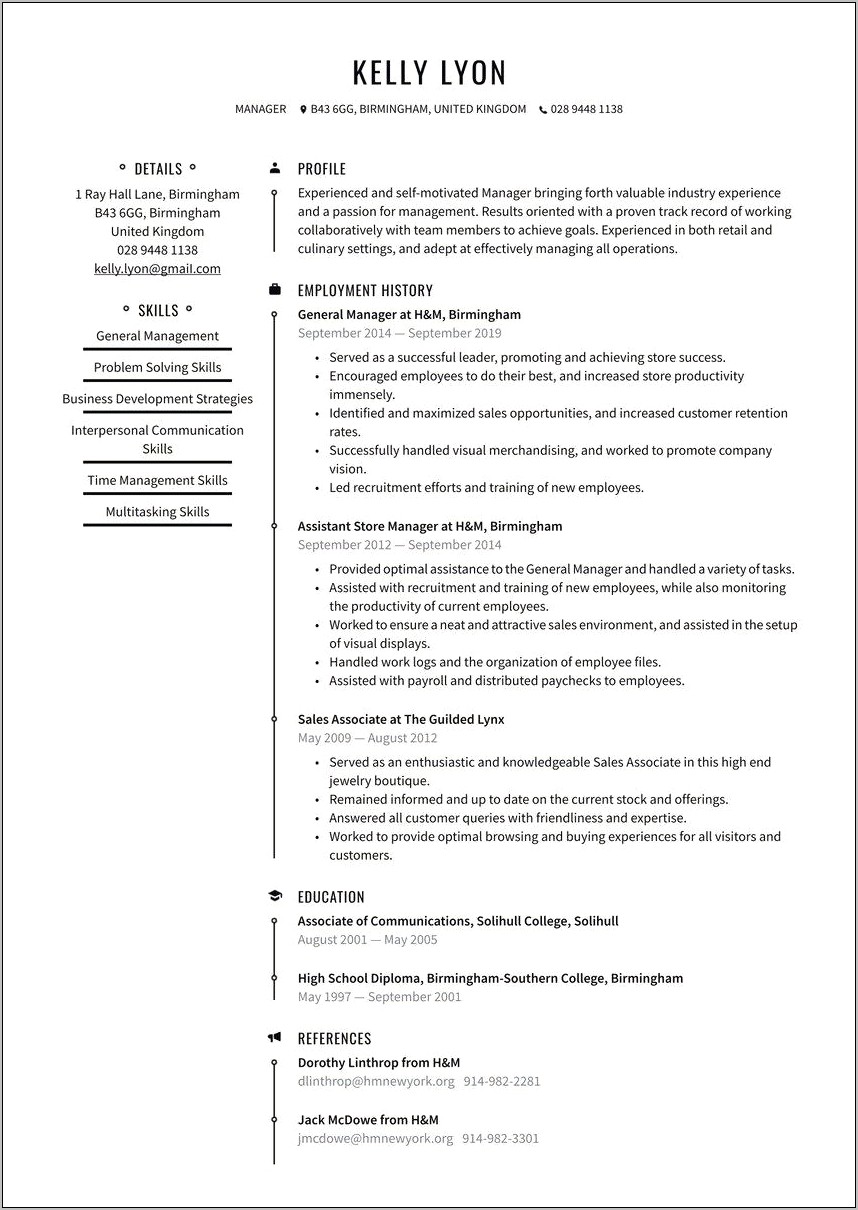 Sample Resume For Someone Applying To Retail Job