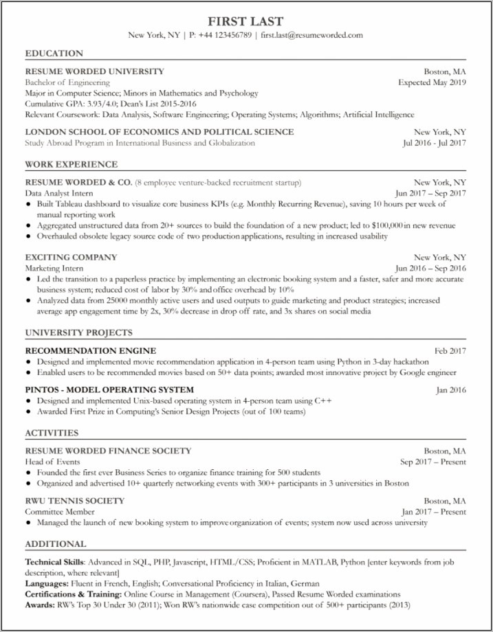Sample Resume For Someone In Computer Programming