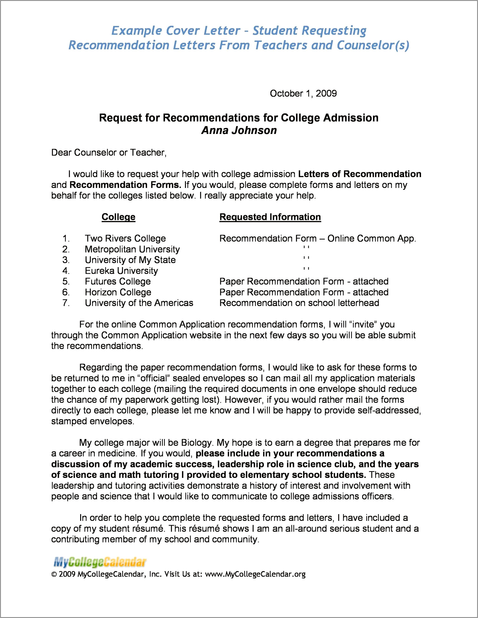 Sample Resume For Teacher Recommendation Letter