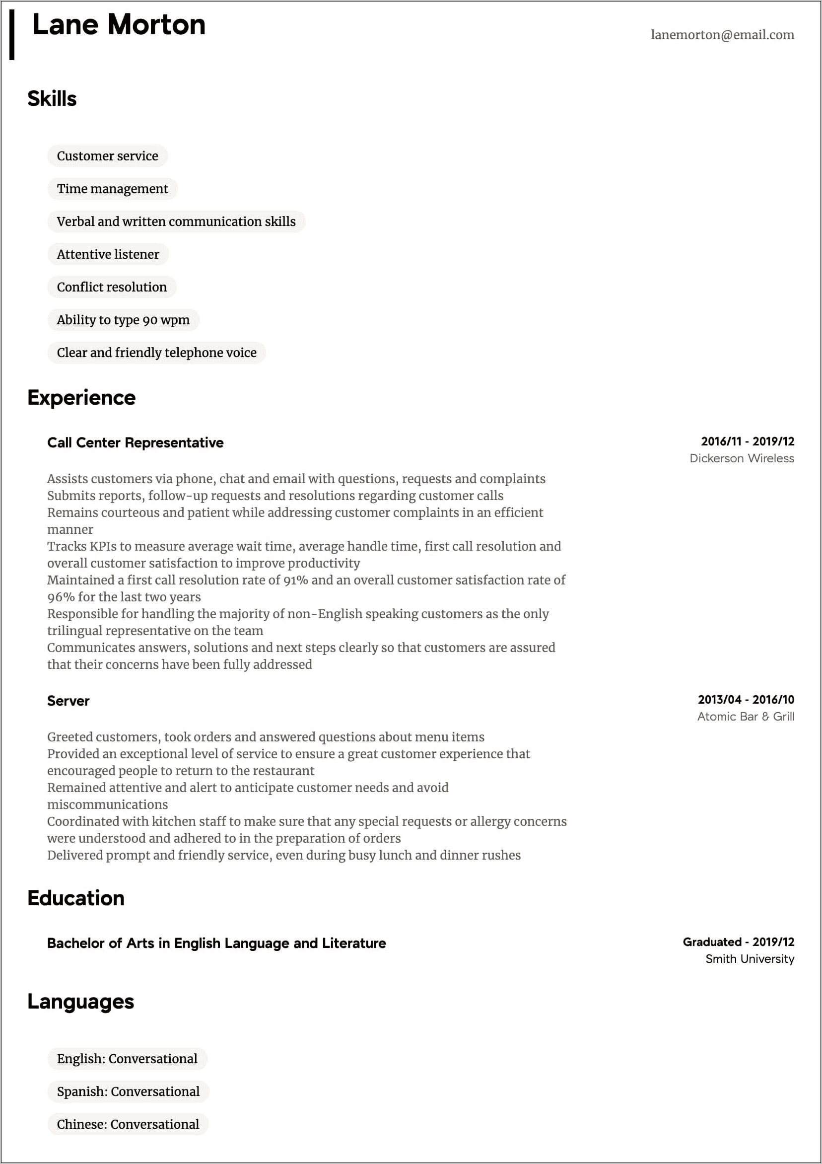 Sample Resume For Telemarketing Customer Service