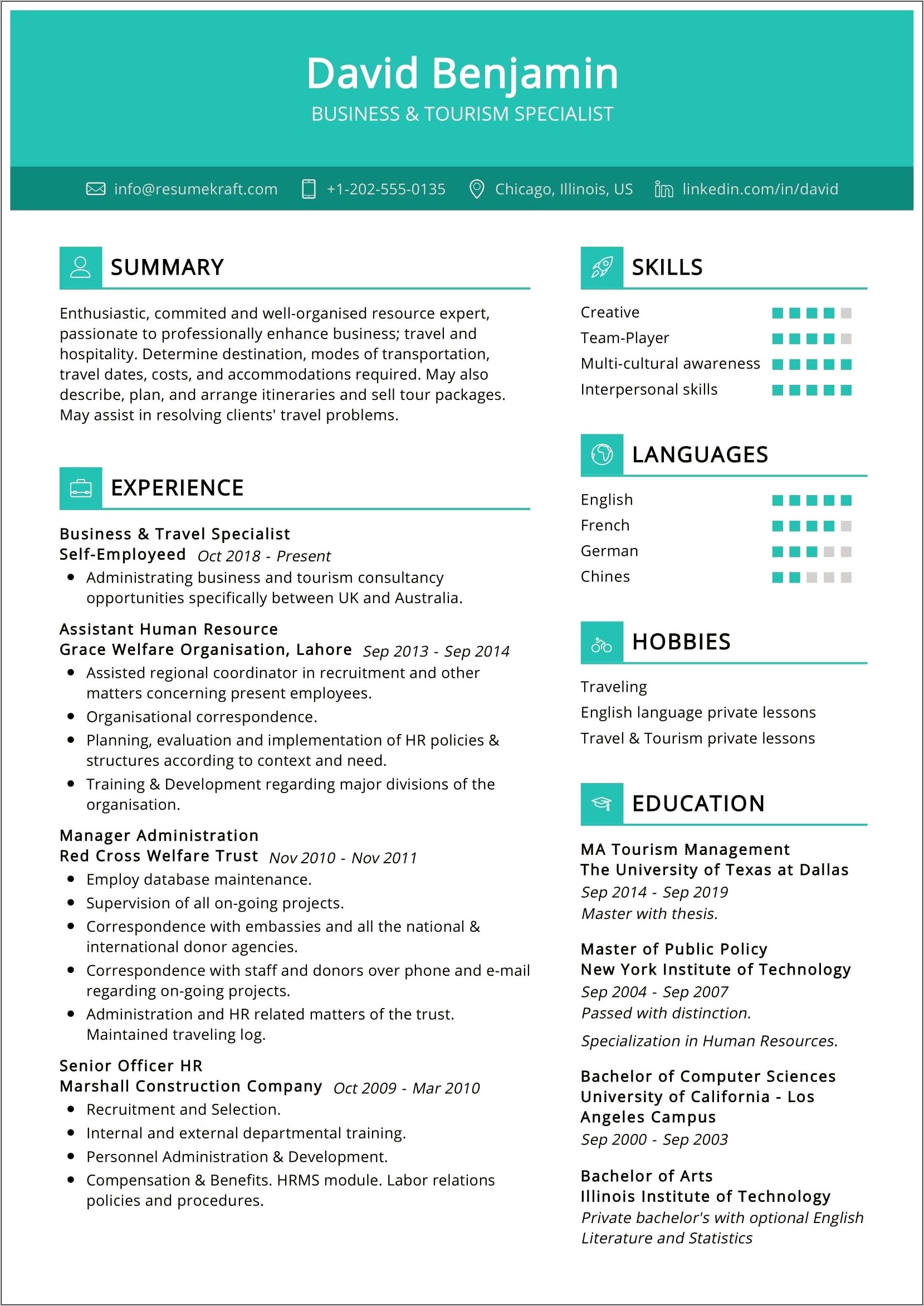 Sample Resume For Travel Agency Manager