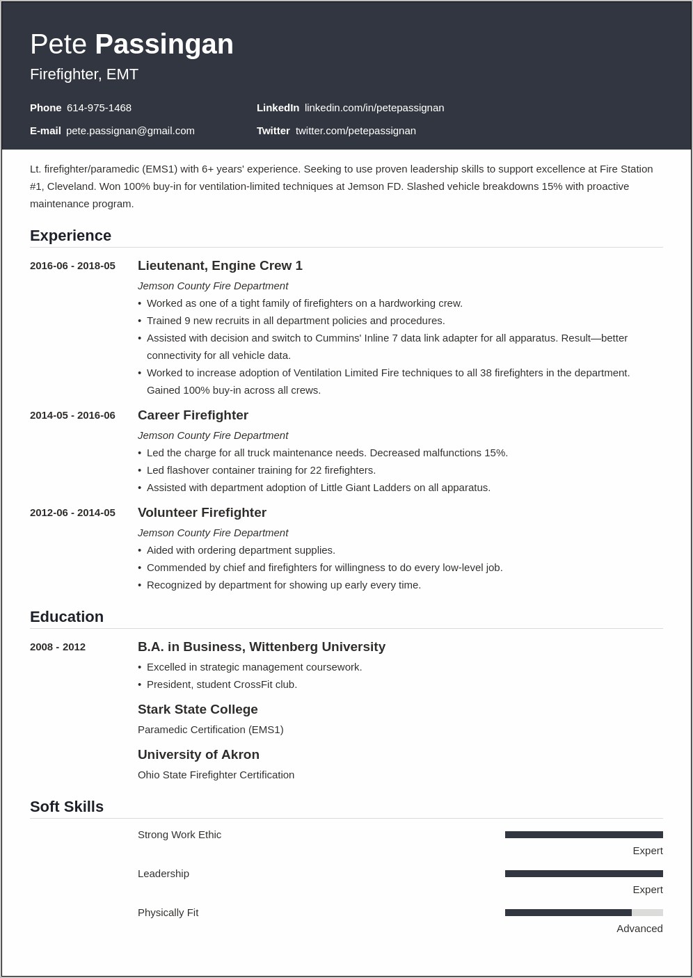 Sample Resume For Usa Jobs Fire