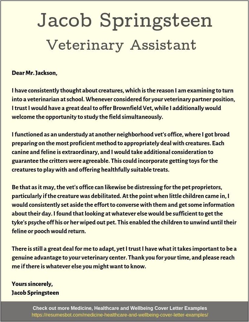Sample Resume For Veterinary Assistant With No Experience
