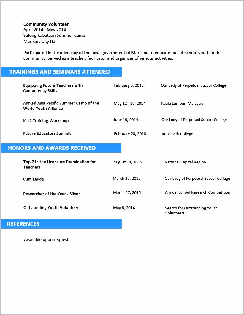 Sample Resume Format For Diploma Students